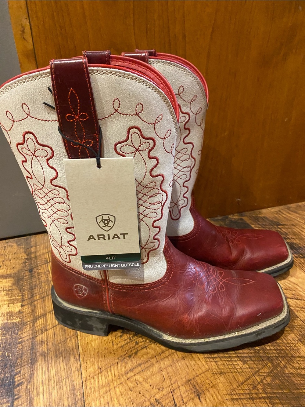 Ariat Red and Cream Western Embroidered Heeled Boots